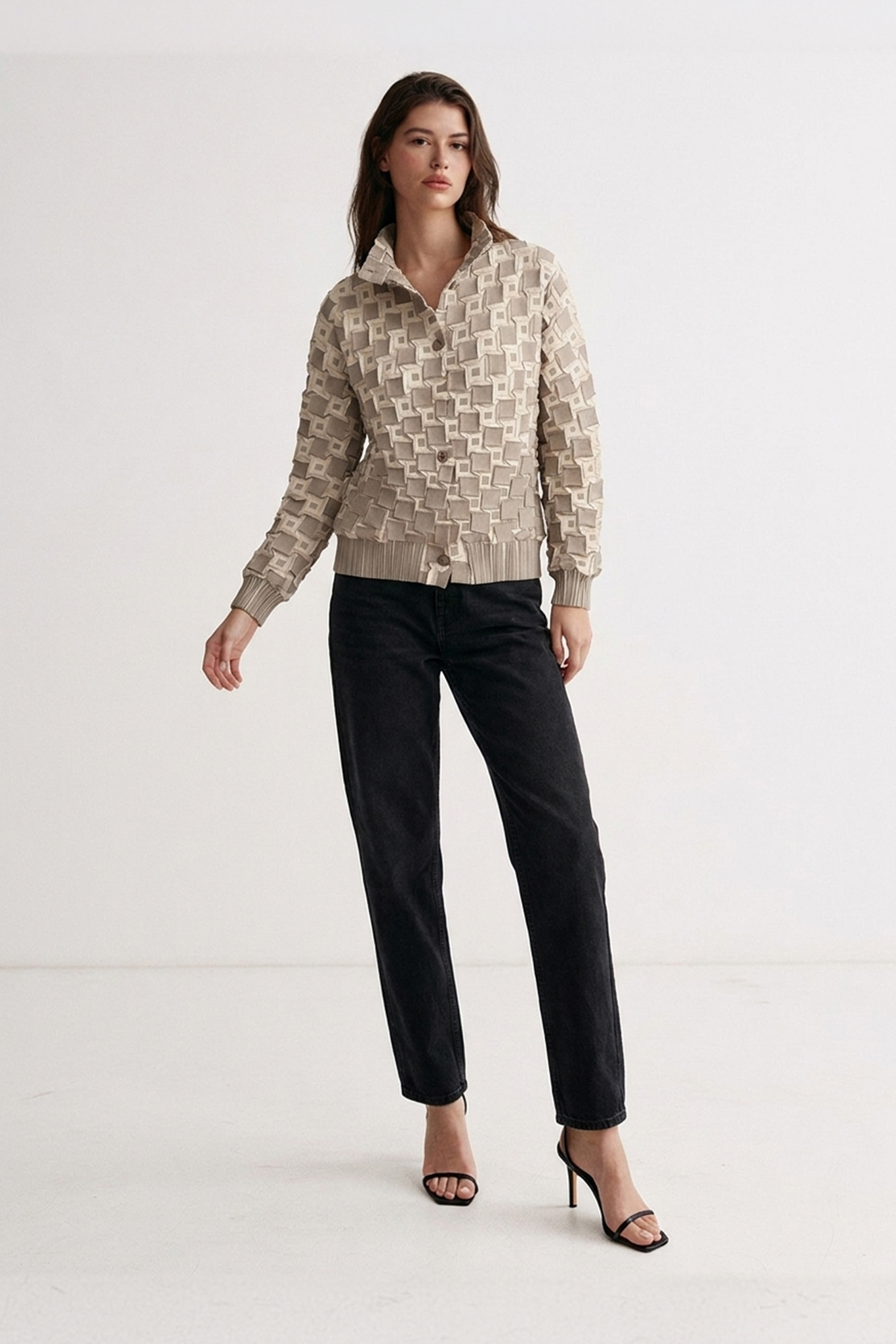 Zamora Textured Jacket Beige - Image 3